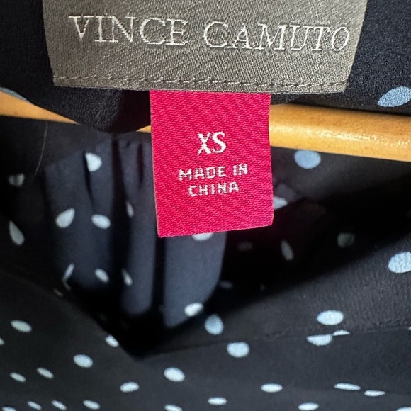 Vince Camuto Navy Polkadot Ruffle Sleeve Blouse - XS - Picture 4 of 5